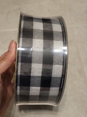 New Member's Mark 2.5" Check Buffalo Plaid Ribbon: Black & White (50 Yards)